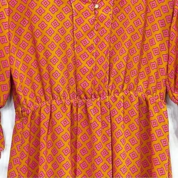 Umgee Pink & Orange Patterned Print Dolman Sleeve Dress Size L - Picture 7 of 7